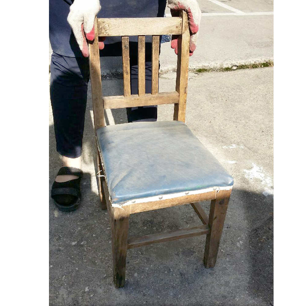 A 빈티지 의자 파란 옛날의자 엔틱의자 낡은의자
